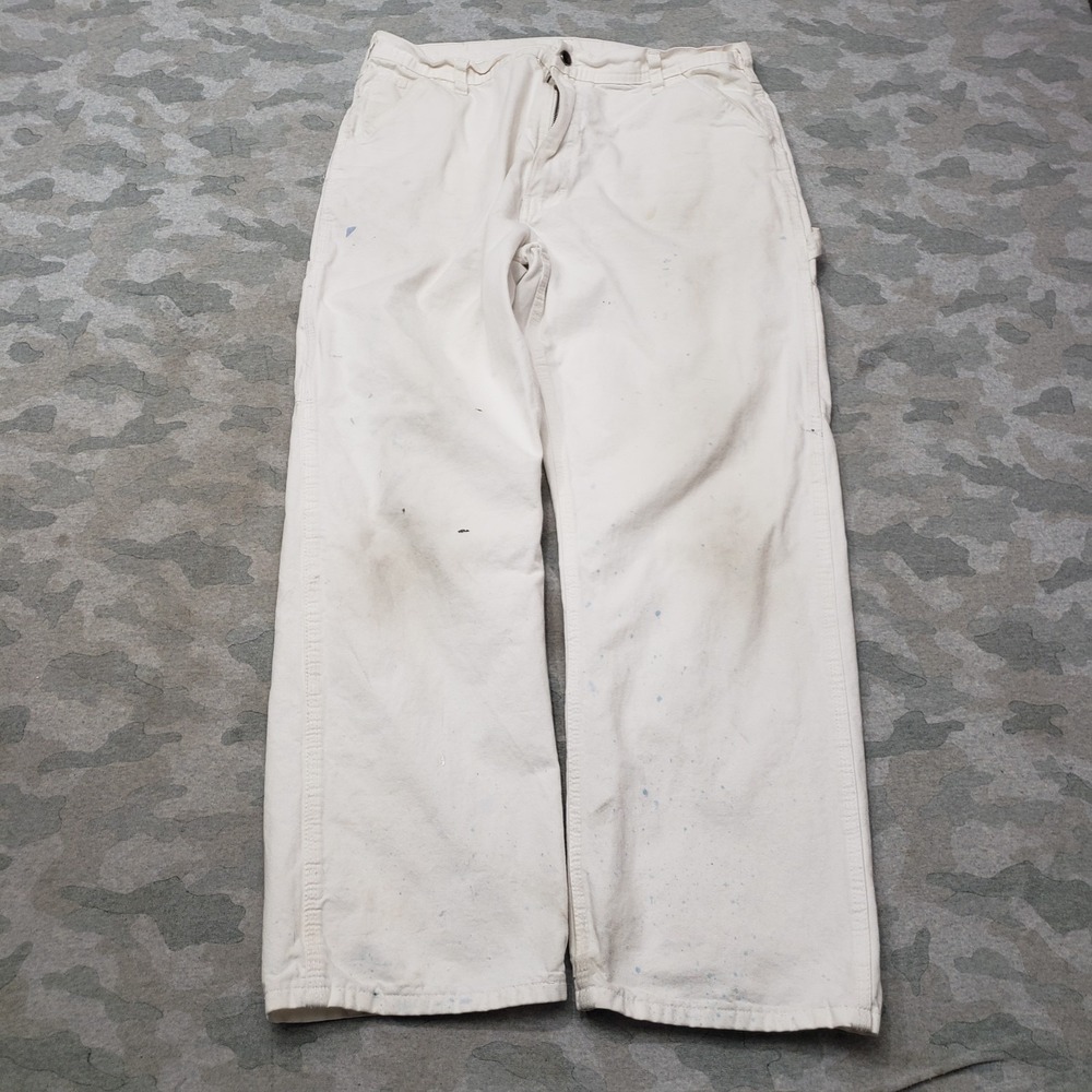 Vintage Stan Ray‎ Pants Mens 38x28 White Carpenter Painter Workwear Pockets